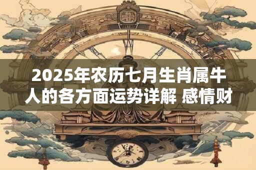 2025年农历七月生肖属牛人的各方面运势详解 感情财运解析