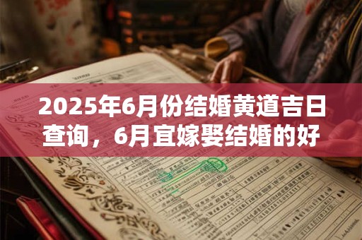 2025年6月份结婚黄道吉日查询，6月宜嫁娶结婚的好日子