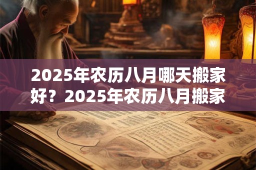 2025年农历八月哪天搬家好？2025年农历八月搬家吉日查询
