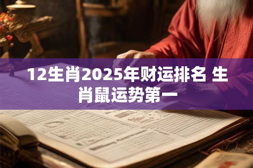 12生肖2025年财运排名 生肖鼠运势第一