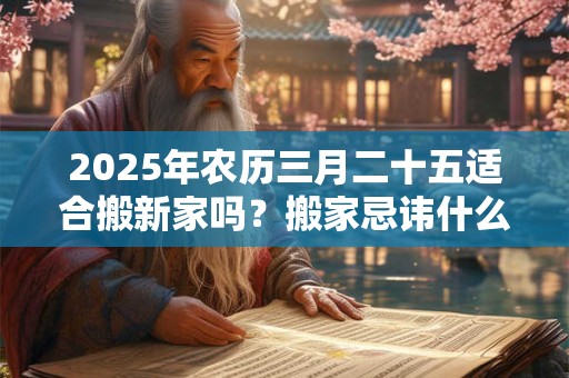 2025年农历三月二十五适合搬新家吗？搬家忌讳什么日子？