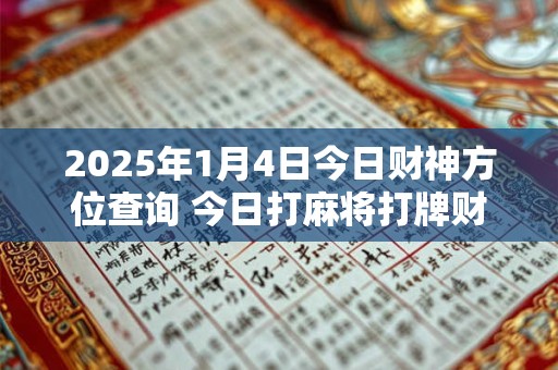 2026年1月4日今日财神方位查询 今日打麻将打牌财运方位 2026年1月4日今日财神方位查询 今日打麻将打牌财运方位