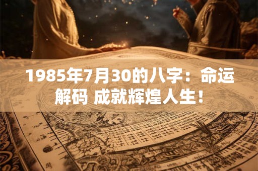 1985年7月30的八字：命运解码 成就辉煌人生！