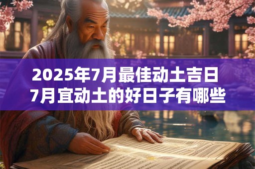 2025年7月最佳动土吉日 7月宜动土的好日子有哪些