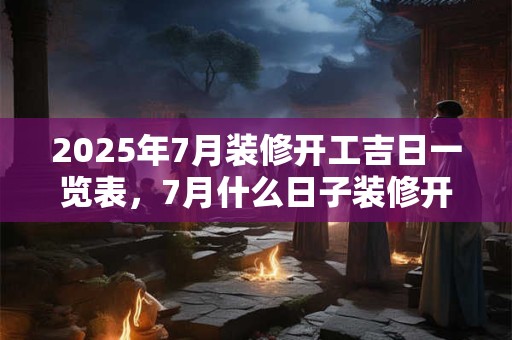 2025年7月装修开工吉日一览表，7月什么日子装修开工吉利