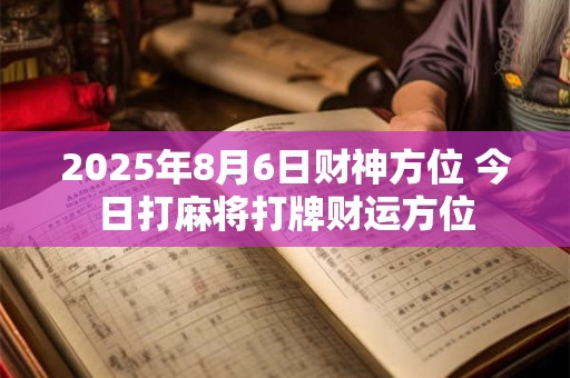 2025年8月6日财神方位 今日打麻将打牌财运方位