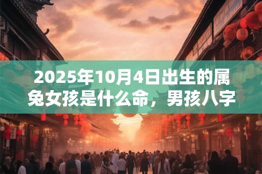 2025年10月4日出生的属兔女孩是什么命，男孩八字命运分析