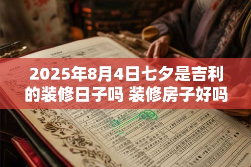 2025年8月4日七夕是吉利的装修日子吗 装修房子好吗