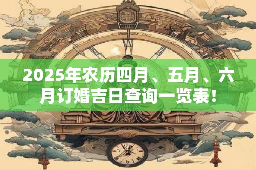 2026年农历四月、五月、六月订婚吉日查询一览表！
