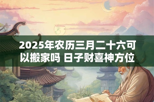 2025年农历三月二十六可以搬家吗 日子财喜神方位