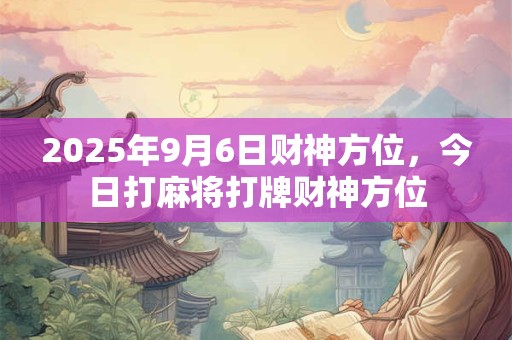 2025年9月6日财神方位，今日打麻将打牌财神方位