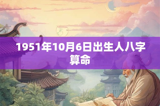 1951年10月6日出生人八字算命