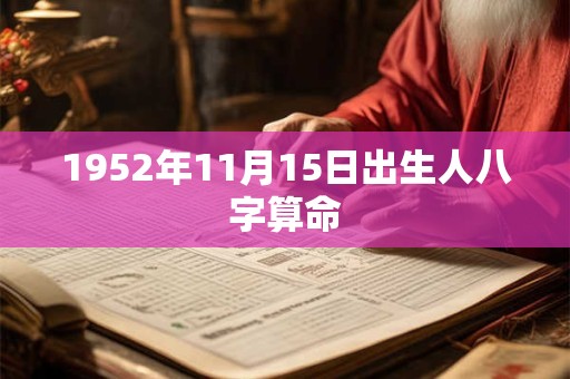 1952年11月15日出生人八字算命 1952年11月15日出生人八字算命