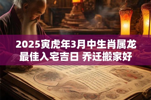 2025寅虎年3月中生肖属龙最佳入宅吉日 乔迁搬家好时机