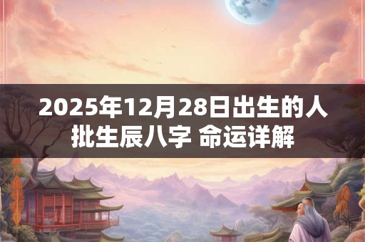 2025年12月28日出生的人批生辰八字 命运详解