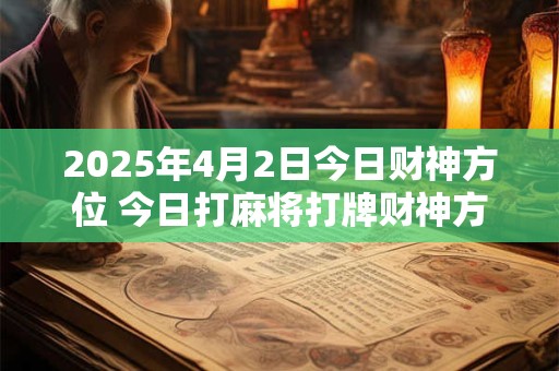 2025年4月2日今日财神方位 今日打麻将打牌财神方位