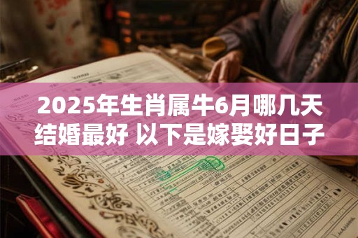 2025年生肖属牛6月哪几天结婚最好 以下是嫁娶好日子