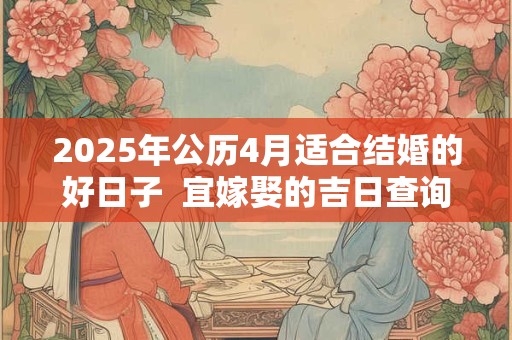 2025年公历4月适合结婚的好日子  宜嫁娶的吉日查询