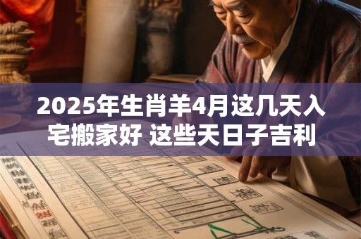 2025年生肖羊4月这几天入宅搬家好 这些天日子吉利