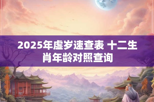 2025年虚岁速查表 十二生肖年龄对照查询