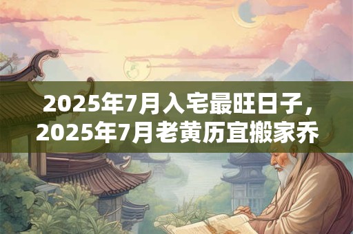 2025年7月入宅最旺日子，2025年7月老黄历宜搬家乔迁的黄道吉日