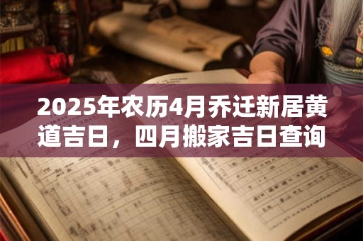 2025年农历4月乔迁新居黄道吉日，四月搬家吉日查询2025年