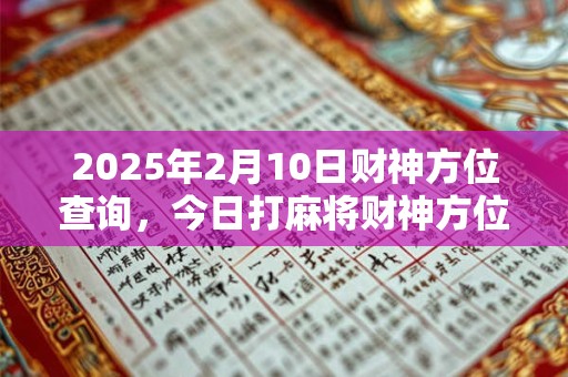 2025年2月10日财神方位查询，今日打麻将财神方位一览表