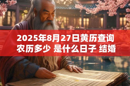 2025年8月27日黄历查询 农历多少 是什么日子 结婚吉时