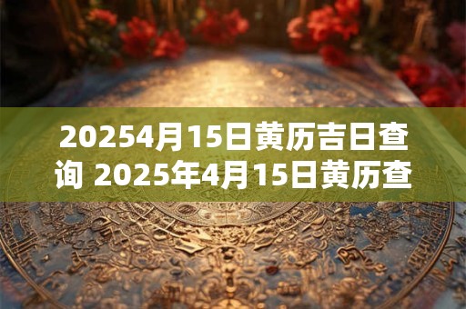 20254月15日黄历吉日查询 2025年4月15日黄历查询哪些事宜宜做