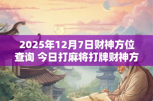 2025年12月7日财神方位查询 今日打麻将打牌财神方位