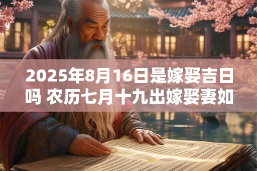 2025年8月16日是嫁娶吉日吗 农历七月十九出嫁娶妻如何