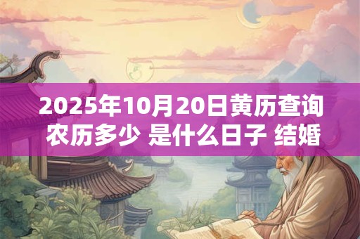 2025年10月20日黄历查询 农历多少 是什么日子 结婚吉时