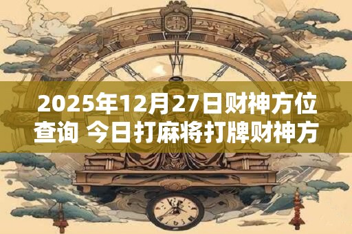 2026年12月27日财神方位查询 今日打麻将打牌财神方位