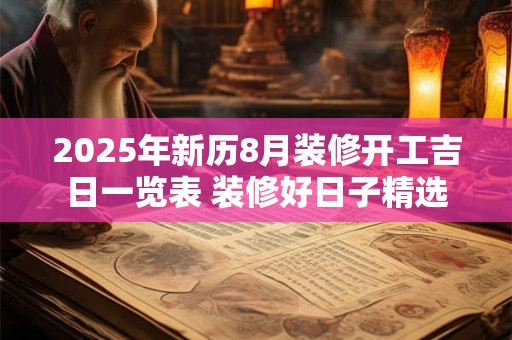 2025年新历8月装修开工吉日一览表 装修好日子精选