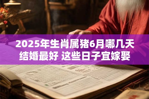 2025年生肖属猪6月哪几天结婚最好 这些日子宜嫁娶
