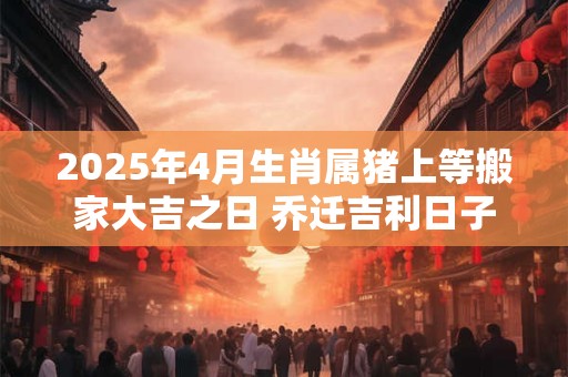 2025年4月生肖属猪上等搬家大吉之日 乔迁吉利日子 2025年4月生肖属猪上等搬家大吉之日 乔迁吉利日子