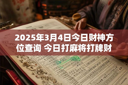 2025年3月4日今日财神方位查询 今日打麻将打牌财运方位