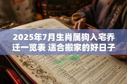 2025年7月生肖属狗入宅乔迁一览表 适合搬家的好日子
