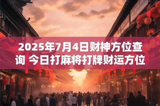 2026年7月4日财神方位查询 今日打麻将打牌财运方位! 2026年7月4日财神方位查询 今日打麻将打牌财运方位!