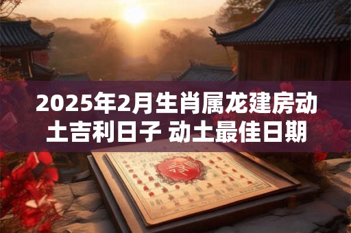 2025年2月生肖属龙建房动土吉利日子 动土最佳日期