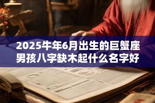 2025牛年6月出生的巨蟹座男孩八字缺木起什么名字好？