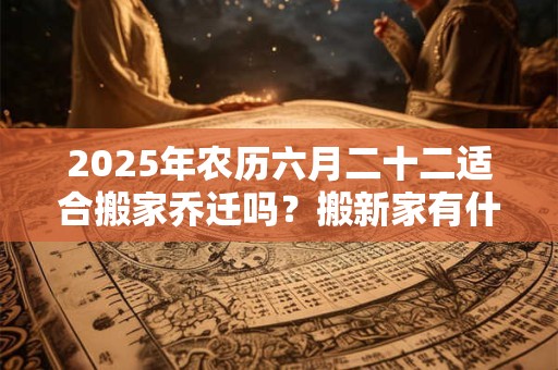 2025年农历六月二十二适合搬家乔迁吗？搬新家有什么忌讳？