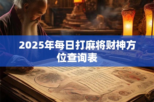 2025年每日打麻将财神方位查询表