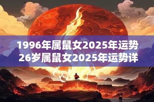 1996年属鼠女2025年运势 26岁属鼠女2025年运势详解