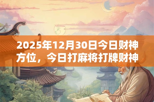 2025年12月30日今日财神方位，今日打麻将打牌财神方位