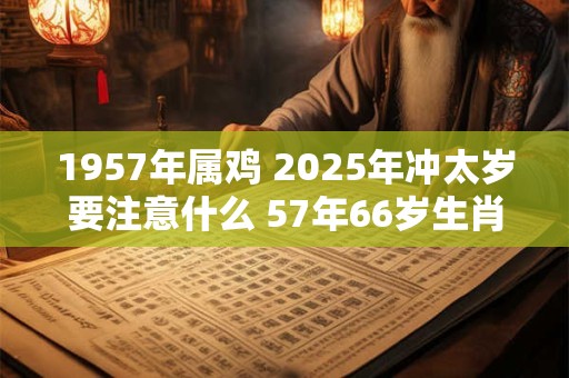 1957年属鸡 2025年冲太岁要注意什么 57年66岁生肖鸡逢兔年运势如何 1957年属鸡 2025年冲太岁要注意什么 57年66岁生肖鸡逢兔年运势如何