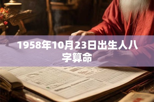 1958年10月23日出生人八字算命