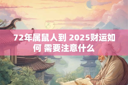 72年属鼠人到 2025财运如何 需要注意什么