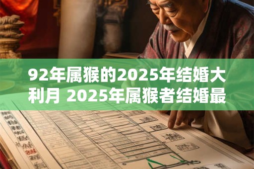 92年属猴的2025年结婚大利月 2025年属猴者结婚最佳月