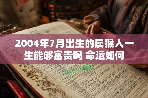 2004年7月出生的属猴人一生能够富贵吗 命运如何